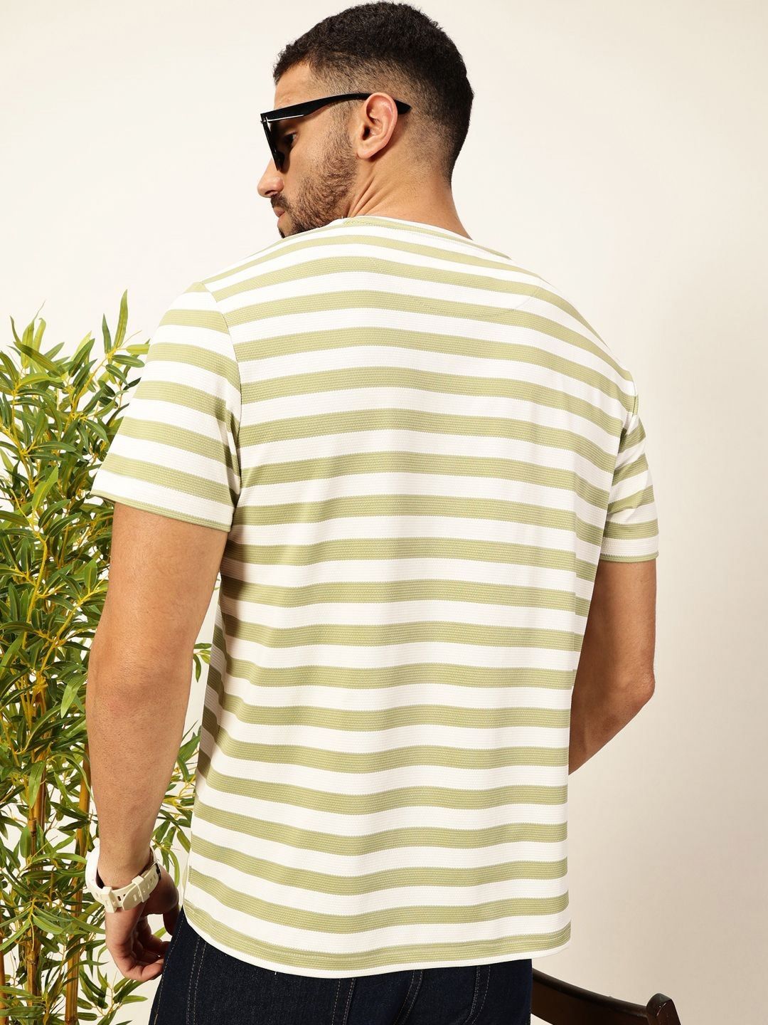 Thomas Scott Men Anti Odour Striped Round Neck T-shirt