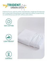 MYTRIDENT White Pure Cotton Bath Robe With Headwrap