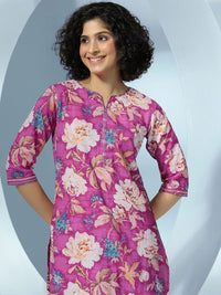 Libas Women Floral Printed Regular Pure Cotton Kurta with Palazzos & With Dupatta