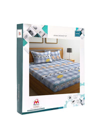 Myntra Elegant Homes Watak Kartun Biru & Kuning Dilengkapi 300 TC Cadar King dengan 2 Sarung Bantal