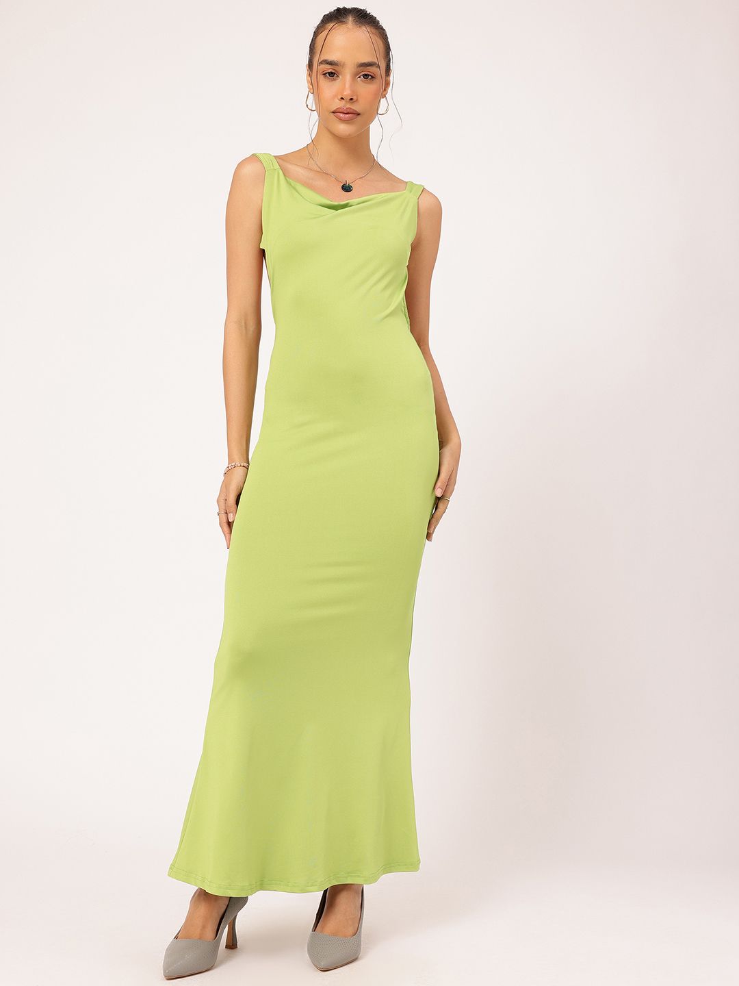 DressBerry Glossed Up Backless Maxi Sheath Dress