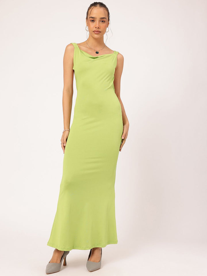 DressBerry Glossed Up Backless Maxi Sheath Dress