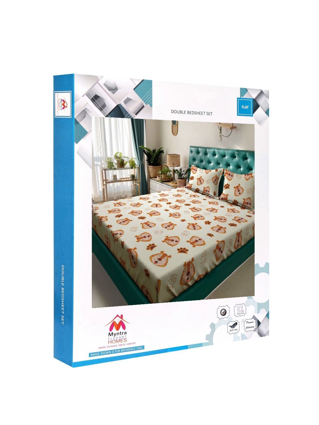Myntra Elegant Homes Cream Watak Kartun Kapas Tulen 400 TC Cadar Superfine King dengan 2 Sarung Bantal-98 x 87 inci