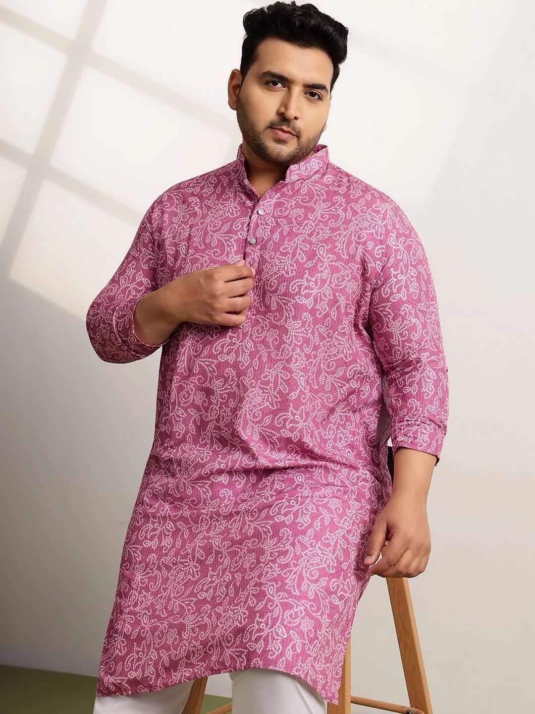 SOJANYA PLUS Men Ethnic Motifs Printed Regular Kurta with Trousers