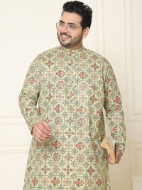 SOJANYA PLUS Motif Etnik Bercetak Linen Kapas Kurta Lurus dengan Piyama