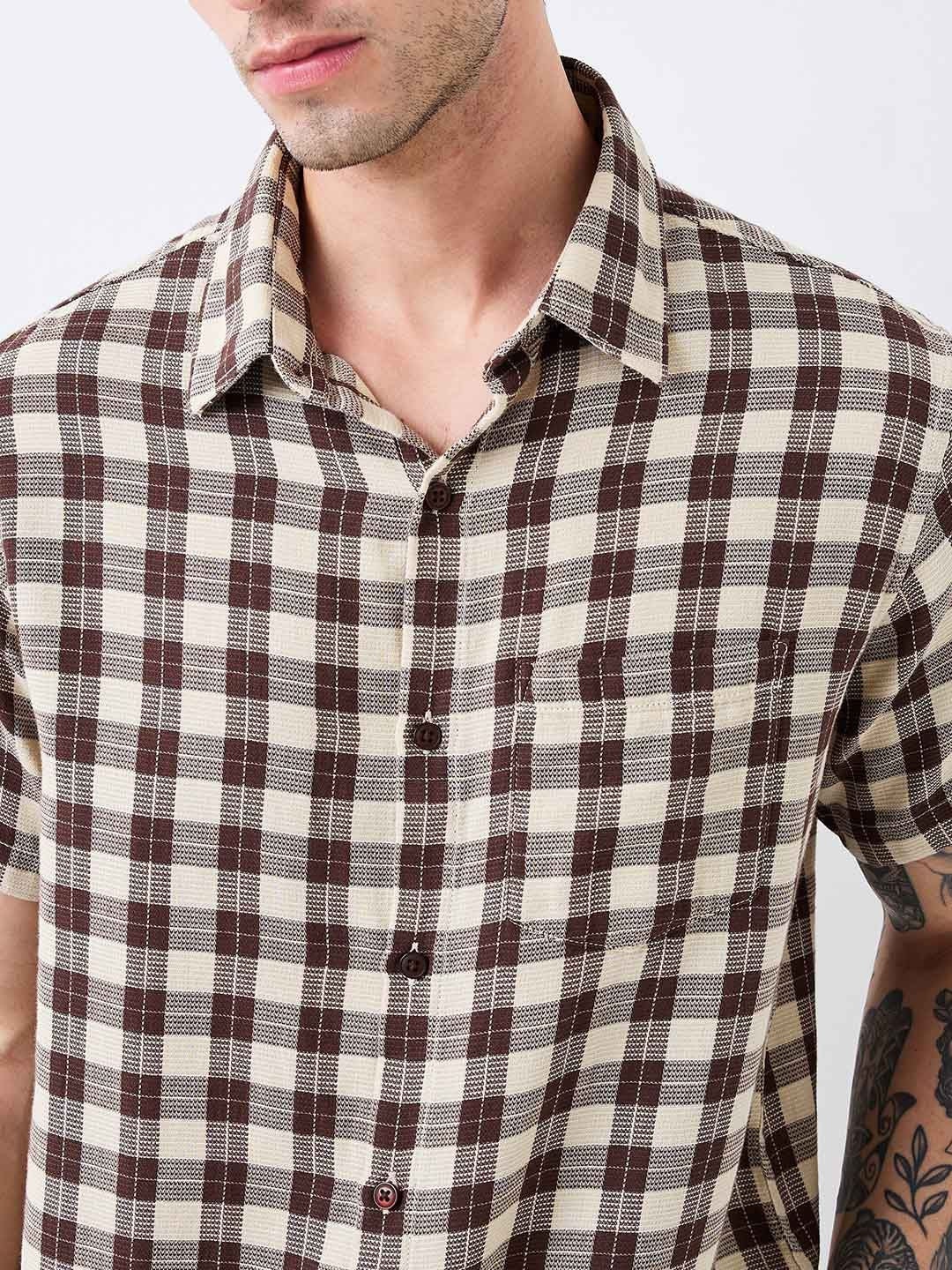 SPYKAR Men Spread Collar Checked Cotton Casual Shirt