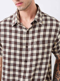 SPYKAR Men Spread Collar Checked Cotton Casual Shirt