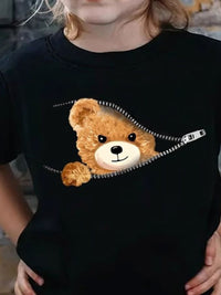 YK Girls Printed Extended Sleeves Applique T-shirt