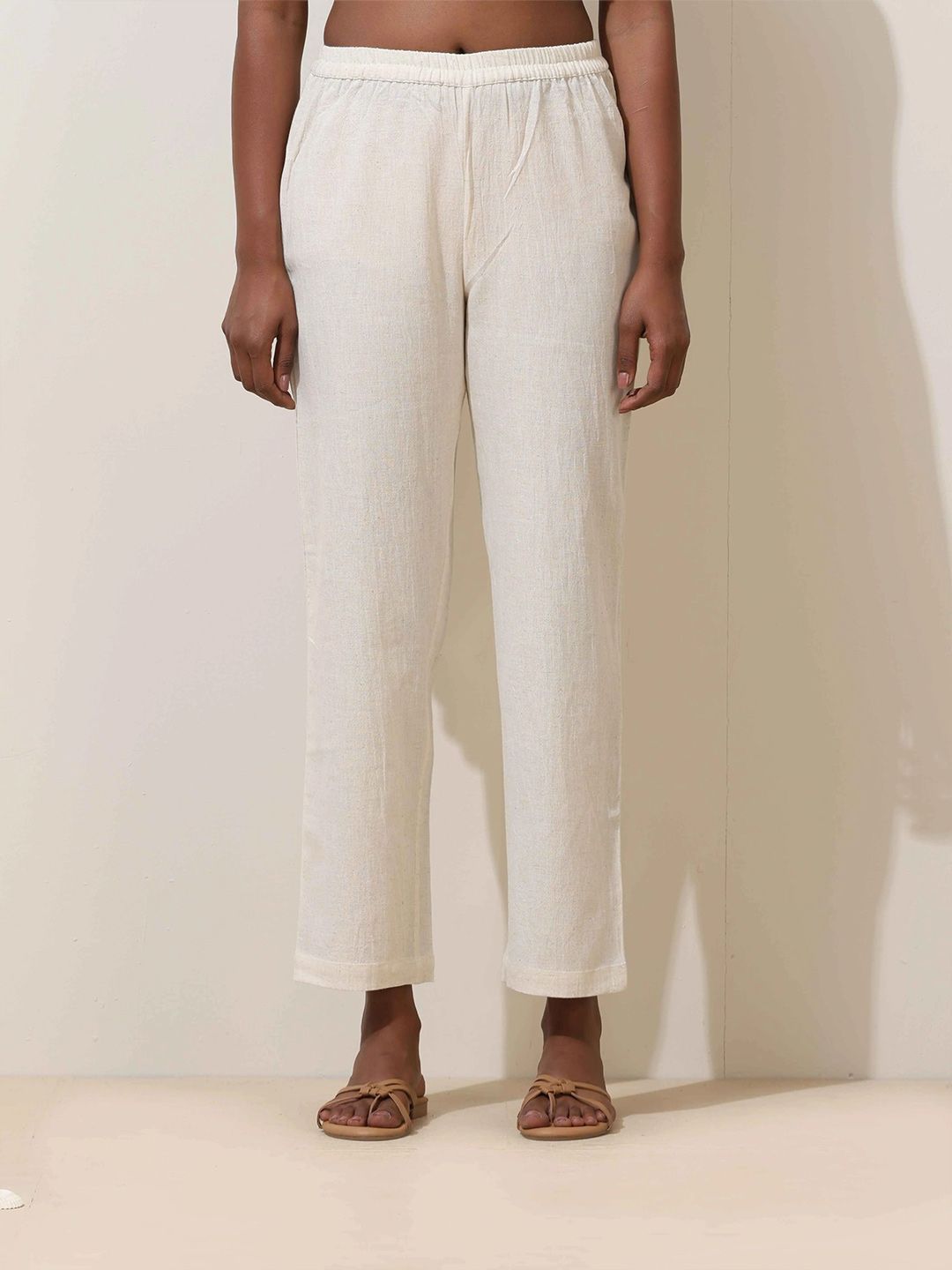 trueBrowns Off White Cotton Kurta Co-Ord Set