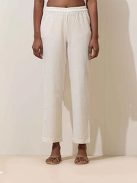 trueBrowns Off White Cotton Kurta Co-Ord Set