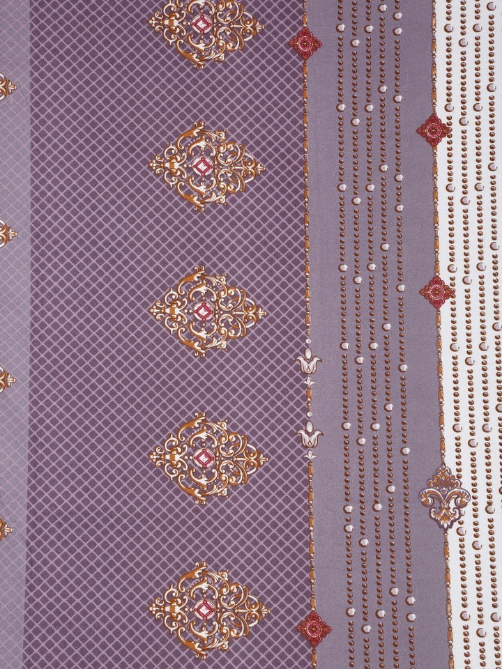 Myntra Elegant Homes Motif Etnik Ungu Policotton 300 TC Cadar Halus King dengan 2 Sarung Bantal-98 x 89 inci