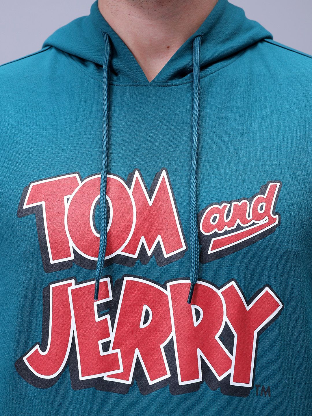 The Indian Garage Co Men Regular Fit Tom & Jerry Printed Overhead Hooded Sweatshirt