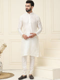 SOJANYA Mandarin Collar Silk Cotton Straight Kurta with Churidar