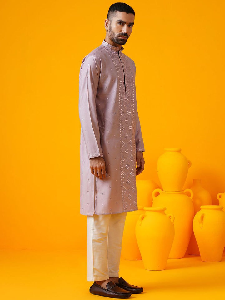 SOJANYA LUXE Geometric Sequinned Mandarin Collar Straight Kurta