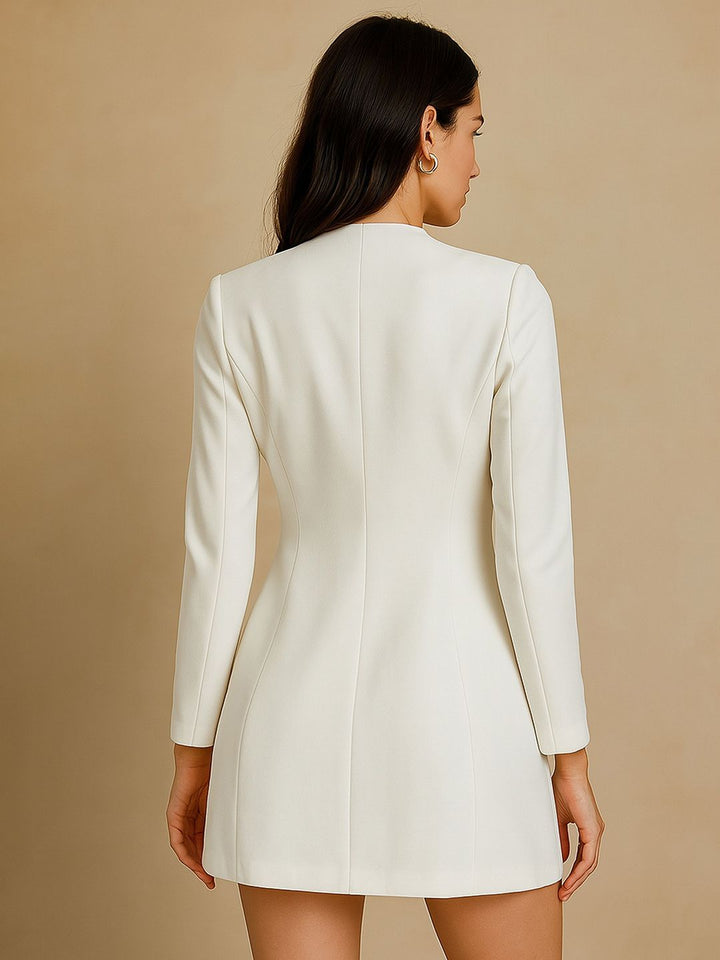 SASSAFRAS Women V-Neck Mini Blazer Dresses
