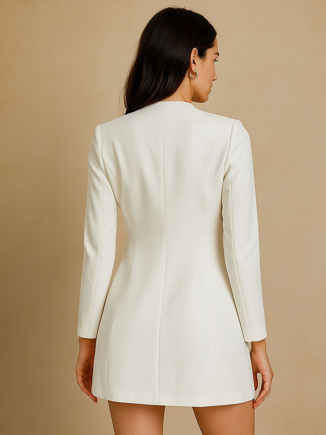SASSAFRAS Women V-Neck Mini Blazer Dresses