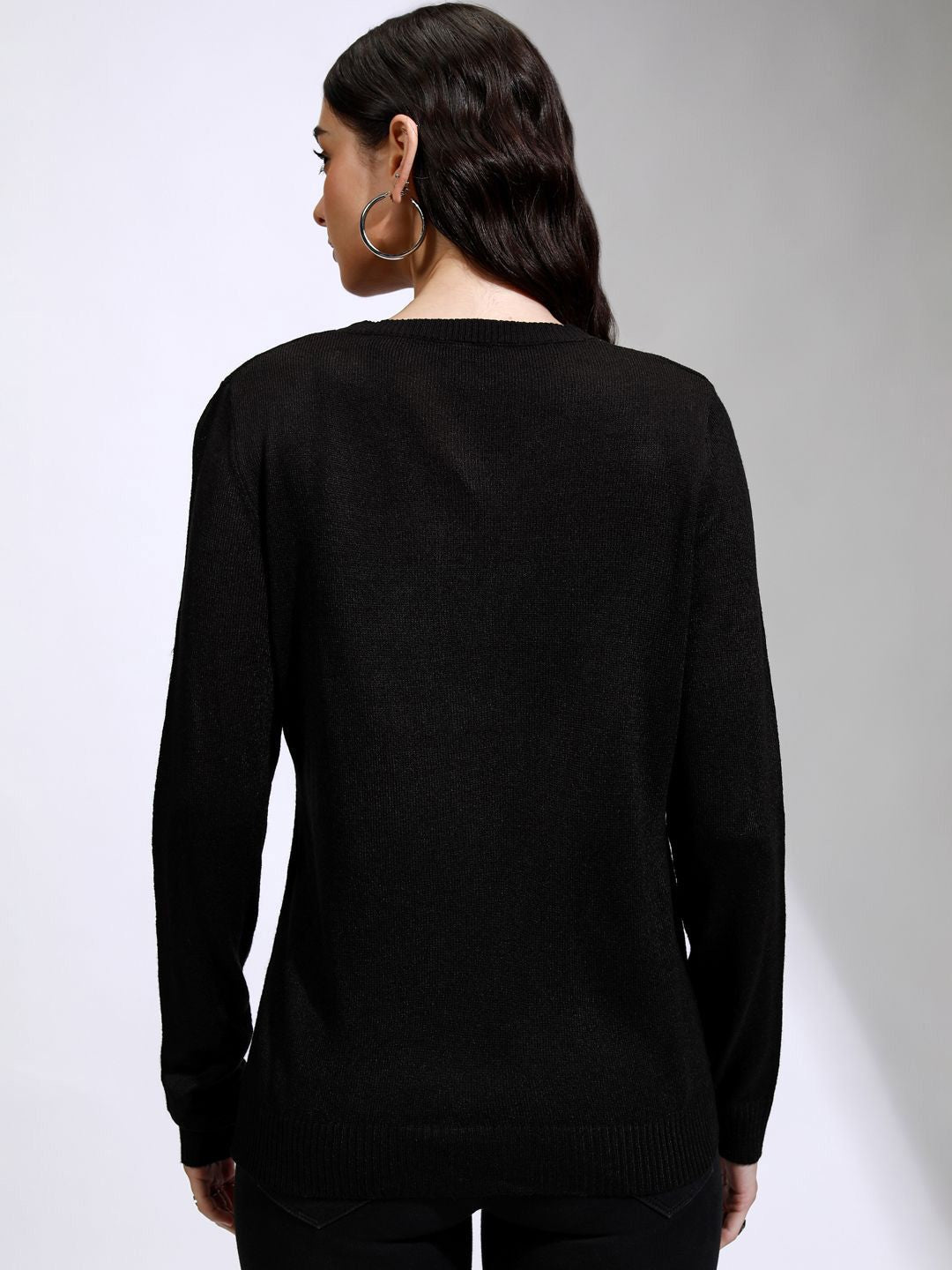 Tokyo Talkies Women Ribbed V-Neck Cardigan Sweaters