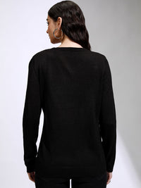 Tokyo Talkies Women Ribbed V-Neck Cardigan Sweaters