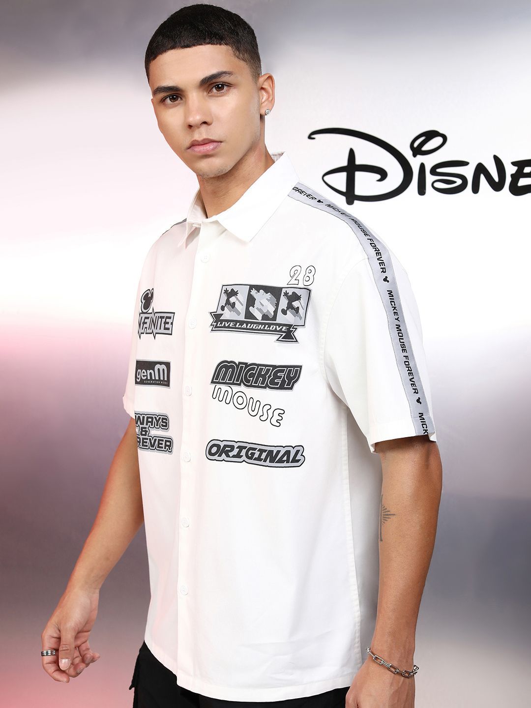 Highlander Disney Pure Cotton Mickey Printed Oversized Casual Shirt