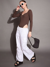 SASSAFRAS BASICS Ribbed Sweetheart Neck Bodysuit