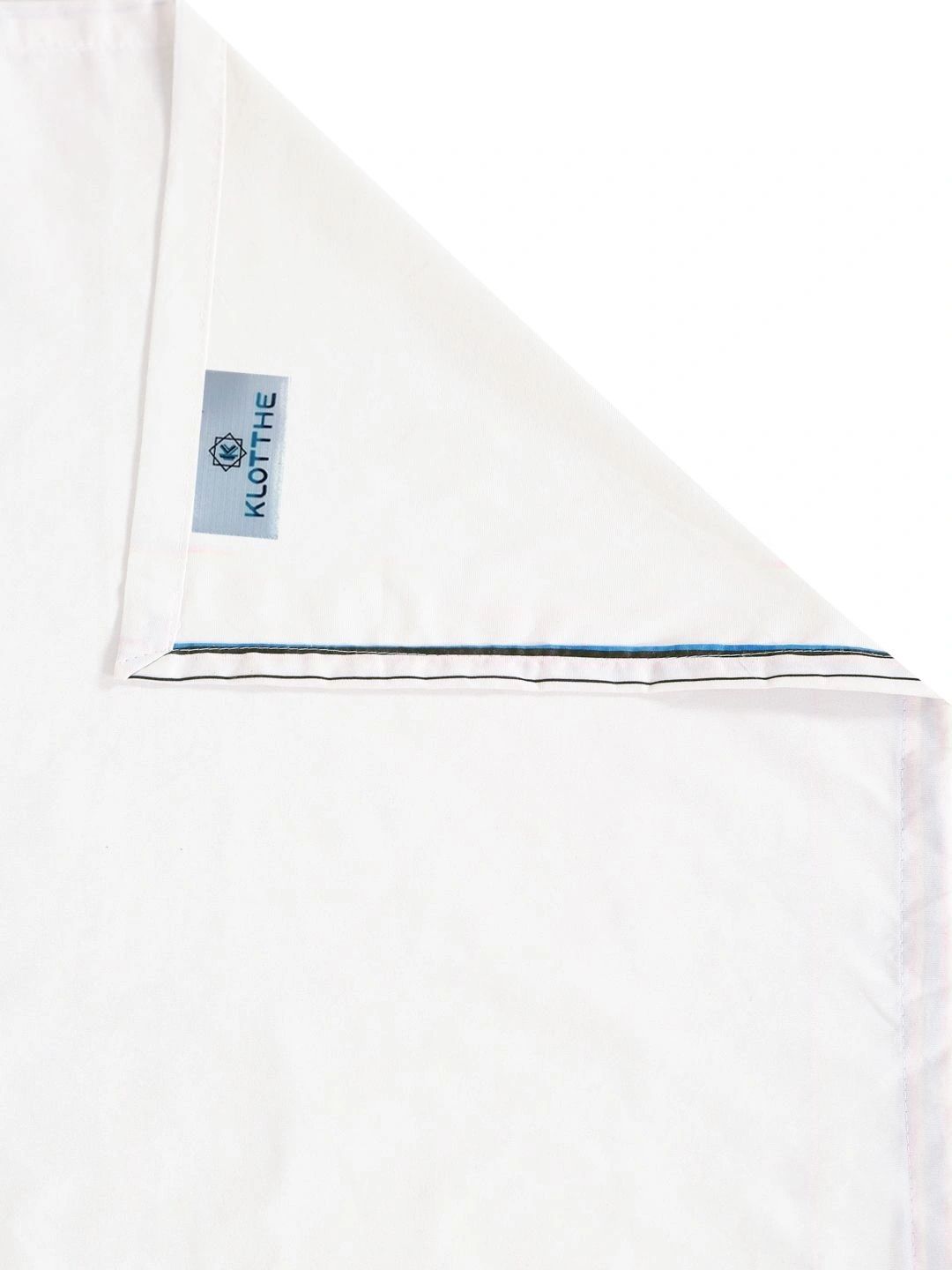 KLOTTHE White & Green 400 TC King Bedsheet with 2 Pillow Covers
