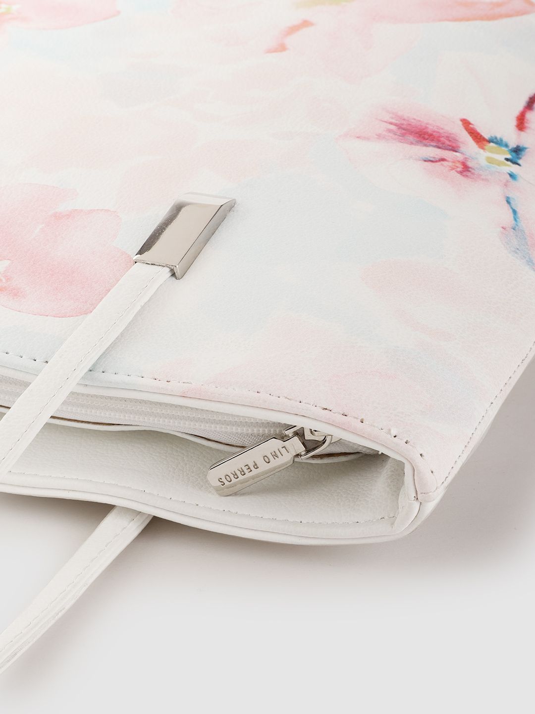 Lino Perros Pink & White Floral Print Structured Laptop Bag