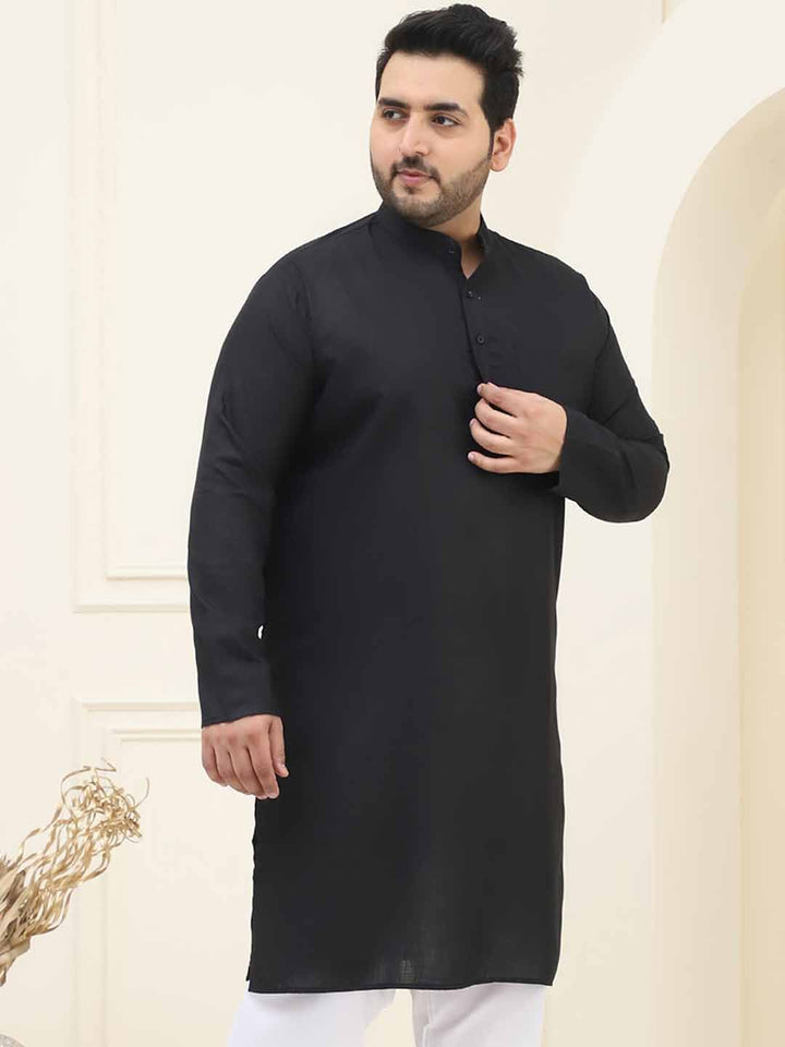 SOJANYA PLUS Band Collar Lengan Panjang Pure Cotton Straight Kurta
