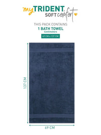 MYTRIDENT Navy Blue Cotton 500 GSM Bath Towel