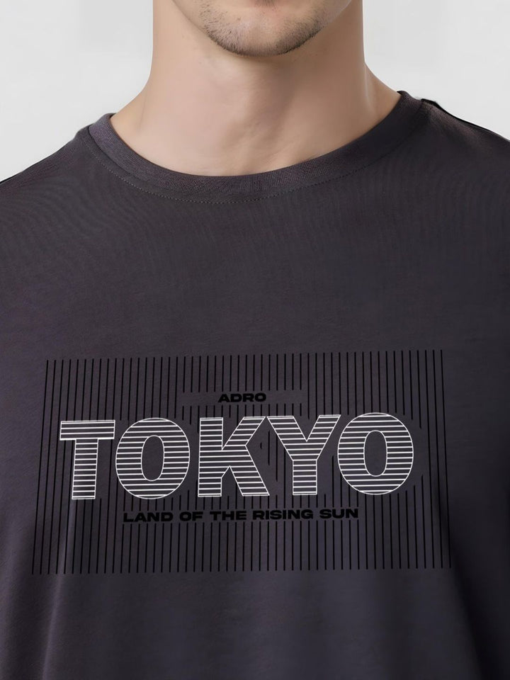 ADRO Men Typography Printed Round Neck Cotton T-shirt