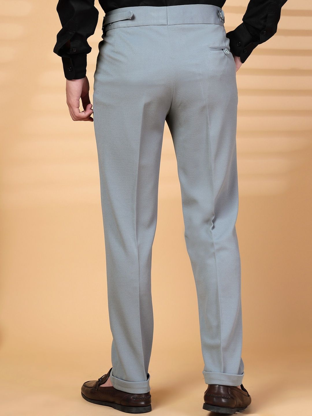 KLOTTHE Men Grey Lycra Formal Formal Trousers
