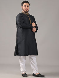 SOJANYA PLUS Size Paisley Embroidered Thread Work Band Collar Straight Kurta
