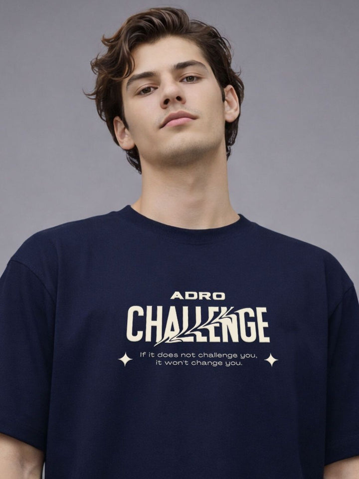 ADRO Graphic Printed Drop-Shoulder Sleeves Cotton T-shirt