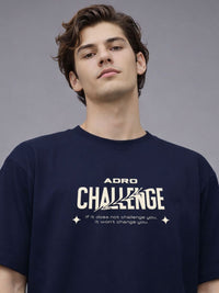 ADRO Graphic Printed Drop-Shoulder Sleeves Cotton T-shirt