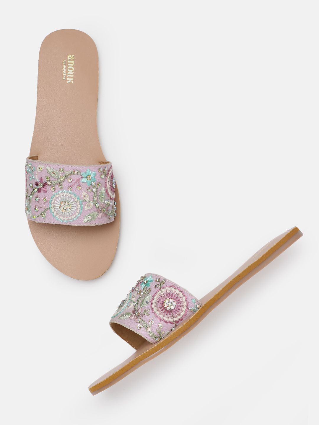 Anouk Women Embellished Open Toe Flats with Embroidered
