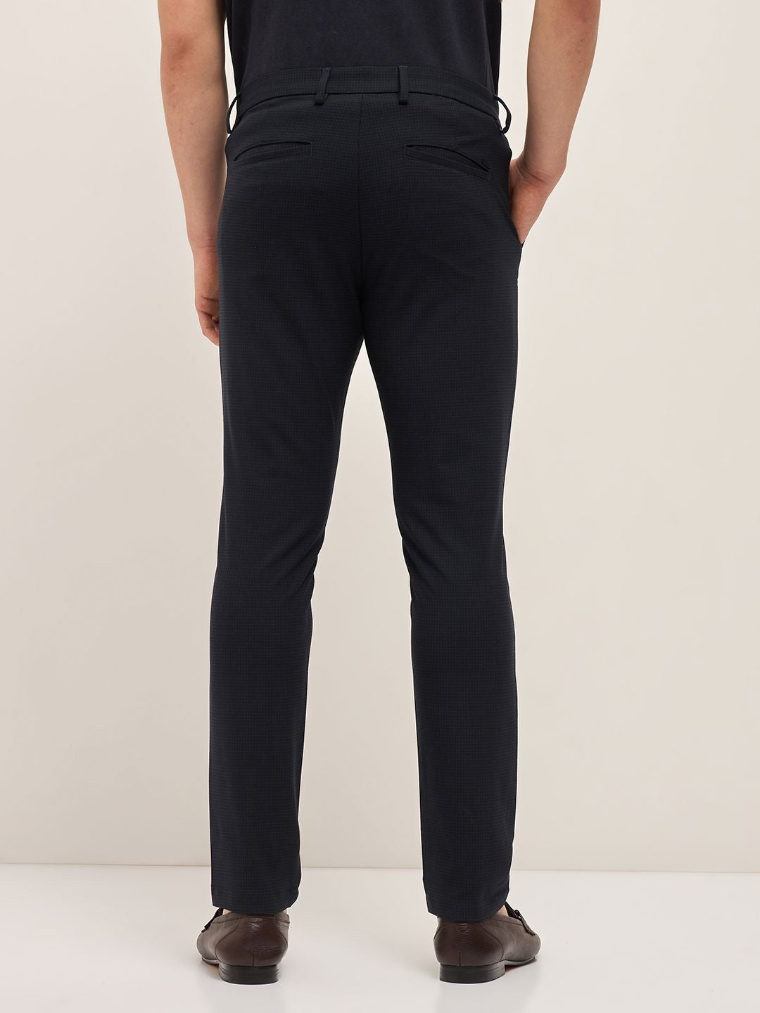 THE BEAR HOUSE Men Checked Slim Fit Trousers