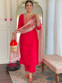KALINI Women Floral Embroidered Regular Kurta with Trousers & With Dupatta