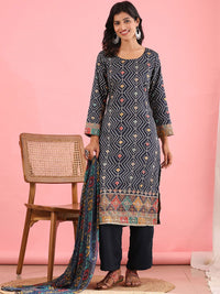 Mamicha Women Bandhani Printed Regular Pure Cotton Kurti with Palazzos & With Dupatta