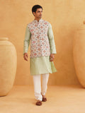 SOJANYA Motif Etnik Reka bentuk tenunan Kurta Kolar Mandarin Dengan Jaket Churidar Dan Nehru