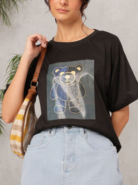 DressBerry Cozy Essentials Printed Relaxed Fit T-shirt