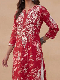 House of Chikankari Women Embellished Thread Work Kurta