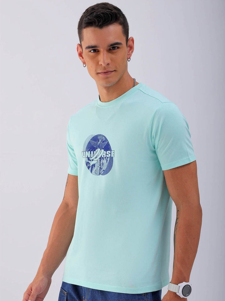 The Indian Garage Co Men Graphic Printed Round Neck Pure Cotton Slim Fit T-shirt