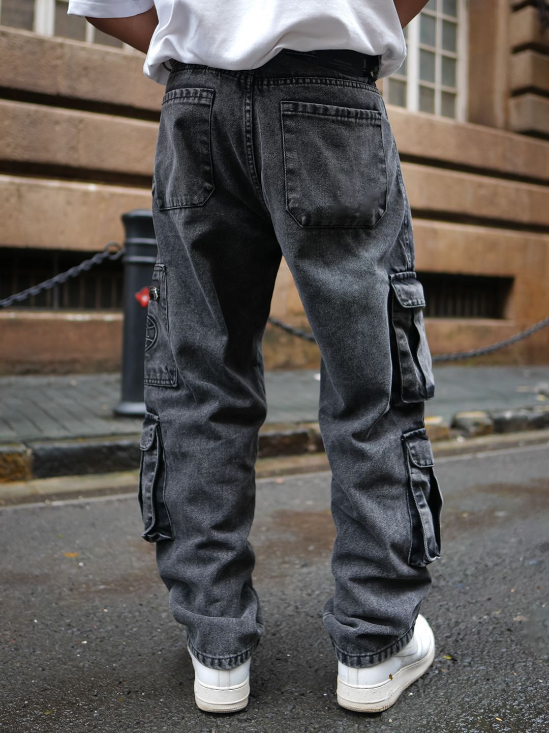 Powerlook Men Loose Baggy Fit Pure Cotton Denim Cargos