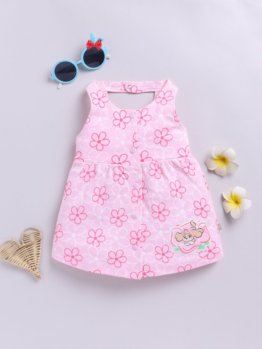 Moms Love Infant Girls Floral Print Pure Cotton Fit & Flare Dress