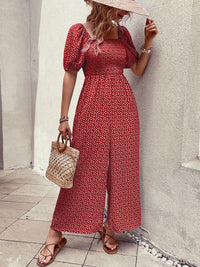 DressBerry Smocked Floral Printed Basic Jumpsuit