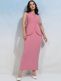 Tokyo Talkies Round Neck Sleeveless Blazer With Skirt