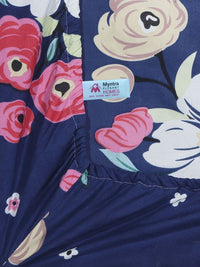 Myntra Elegant Homes Biru Laut Policotton Bunga 300 TC Dilengkapi Cadar King Halus dengan 2 Sarung Bantal-98 x 87 inci