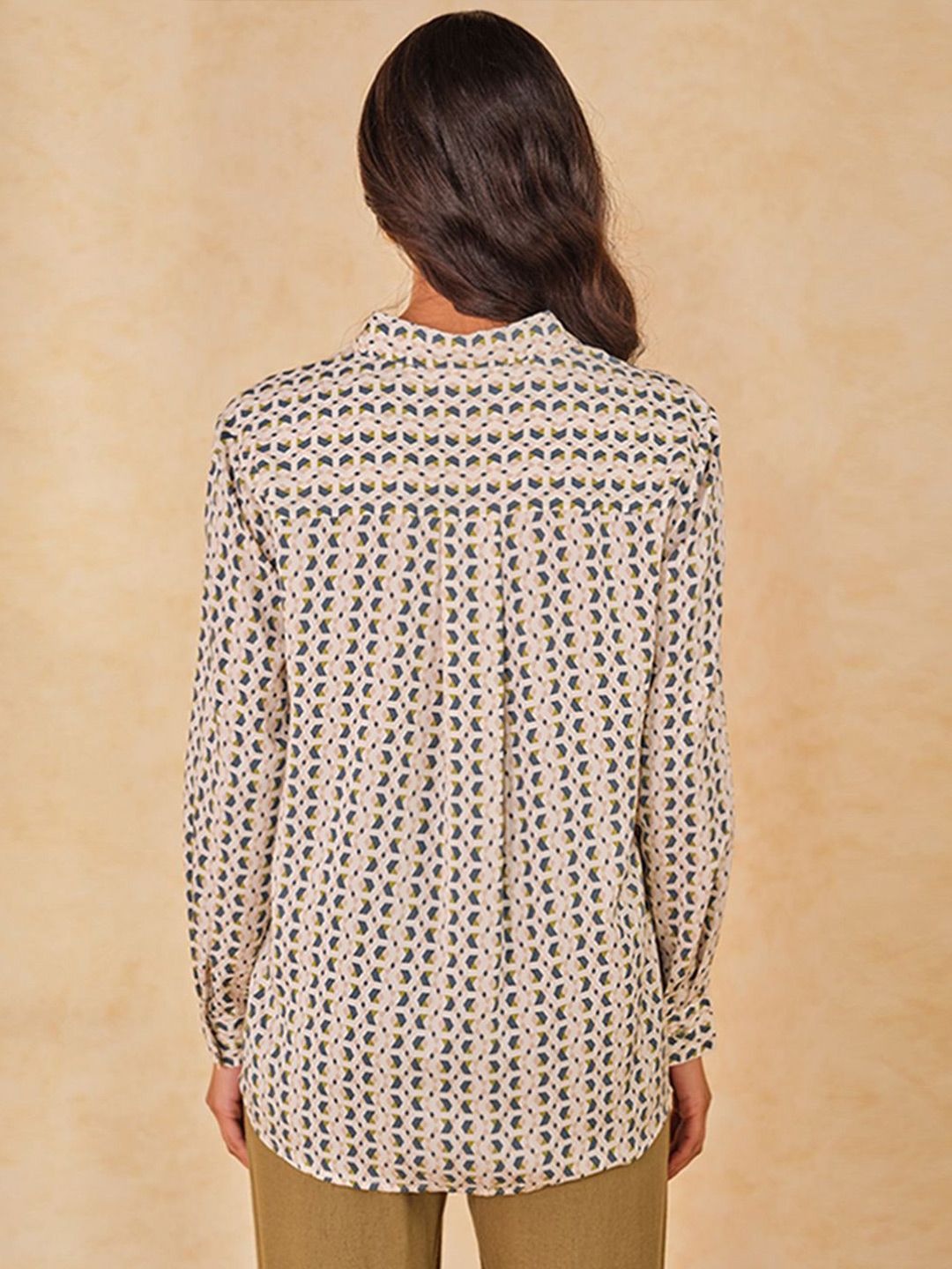 AND Women Printed Mandarin Collar Top