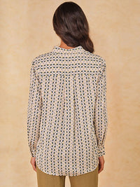 AND Women Printed Mandarin Collar Top