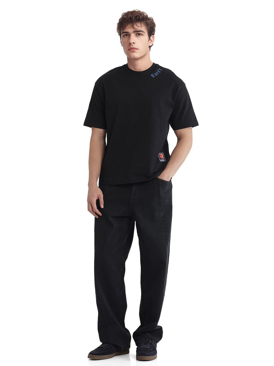 RARE RABBIT Men Graphic Printed Round Neck Cotton Oversized T-shirt