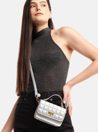 DressBerry Quilted Structured Satchel Bag